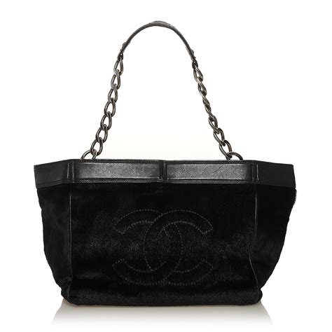 chanel pony hair chain tote